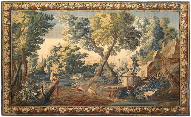 26034 Aubusson Chinoiserie Tapestry 9-5 x 13-10