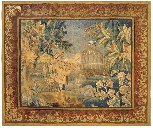 26257 French Aubusson Hunting Tapestry 6-2 x 6-9
