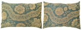 Vintage European Floral Chinoiserie Fabric Pillow - Item #  1525,1526 - 1-9 H x 1-3 W -  Circa 1960