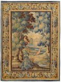Period Antique Flemish Verdure Landscape Tapestry - Item #  23640 - 9-5 H x 7-0 W -  Circa 18th Century