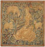 Period Antique French Religious Tapestry - Item #  29114 - 4-0 H x 4-2 W -  Circa Late 19th century