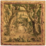 Period Antique French Rustic & Romantic Tapestry - Item #  32307 - 8-5 H x 7-6 W -  Circa 17th Century