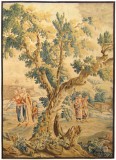 Antique French Aubusson Rustic Tapestry - Item #  35216 - 10-1 H x 7-0 W -  Circa Late 17th Century