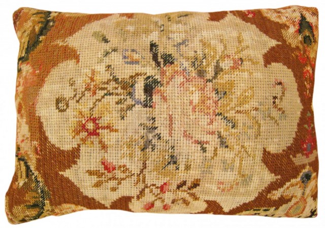 1490 English Needlepoint Rug Pillow 1-10 x 1-6