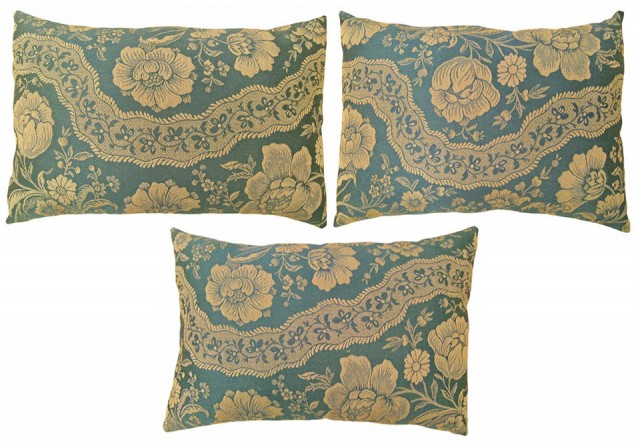 1525,1526,1527 Floral Chinoiserie Fabric Pillow 1-9 x 1-3