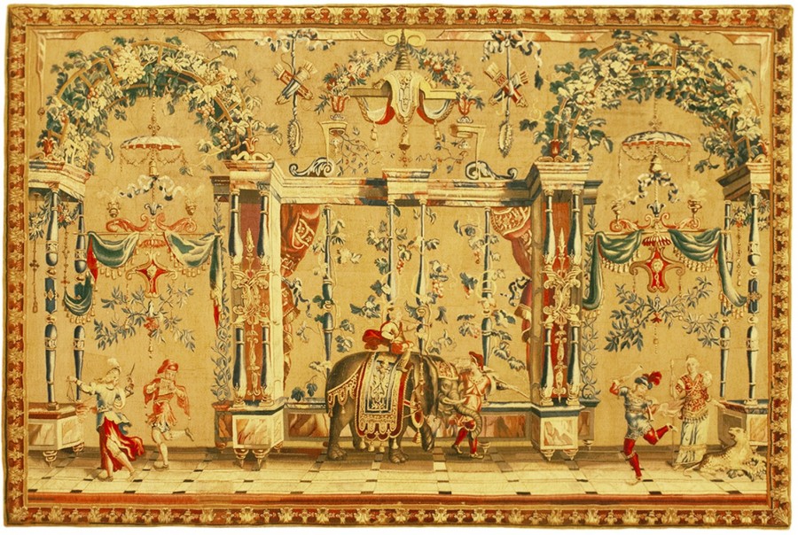35165 French Beauvais Grotesque Tapestry 7-6 x 11-0