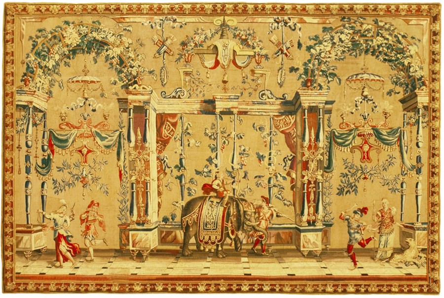 35165 French Beauvais Grotesque Tapestry 7-6 x 11-0