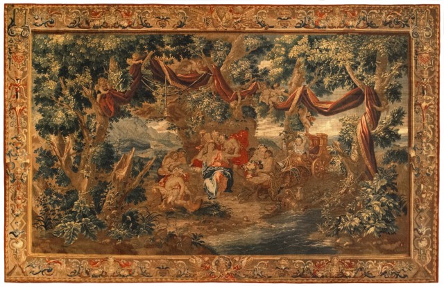 35220 French Felletin Chinoiserie Tapestry 11-6 x 17-9