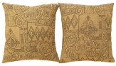 Vintage American Floro–Geometric Fabric Pillow - Item #  1533,1534 - 1-8 H x 1-6 W -  Circa 1960