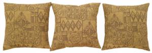 Vintage American Floro–Geometric Fabric Pillow - Item #  1534,1535,1536 - 1-8 H x 1-6 W -  Circa 1960