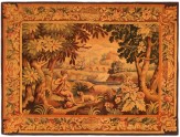 Period Antique French Rustic Pastoral Tapestry - Item #  24678 - 5-1 H x 6-2 W -  Circa 19th Century