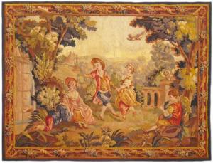 Period Antique French Aubusson Tapestry - Item #  24792 - 4-10 H x 5-10 W -  Circa 19th Century