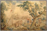 Period Antique French Aubusson Rustic Tapestry - Item #  26031 - 10-1 H x 13-9 W -  Circa Late 17th Century
