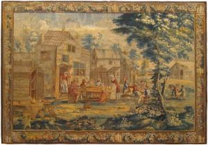 Period Antique English Rustic Tapestry - Item #  26215 - 10-6 H x 13-9 W -  Circa 18th Century