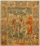 Period Antique Brussels Historical Tapestry - Item #  26222 - 11-2 H x 8-4 W -  Circa Late 16th Century
