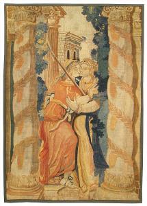 Period Antique Flemish Historical Tapestry - Item #  29177 - 6-5 H x 4-7 W -  Circa Early 17th Century