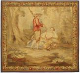 Period Antique French Rustic Tapestry - Item #  29207 - 5-4 H x 5-4 W -  Circa 18th Century