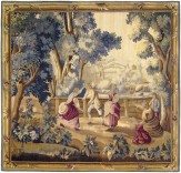 Period Antique French Rustic Tapestry - Item #  29653 - 6-5 H x 6-5 W -  Circa Late 19th Century