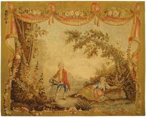 Period Antique French Aubusson Tapestry - Item #  29673 - 5-10 H x 7-0 W -  Circa 18th Century