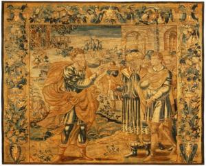 Period Antique Flemish Historical Tapestry - Item #  31124 - 10-0 H x 10-4 W -  Circa Late 16th Century