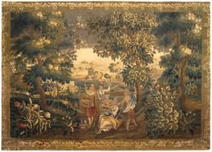 Period Antique French Rustic Tapestry - Item #  31625 - 7-10 H x 12-7 W -  Circa Late 17th Century