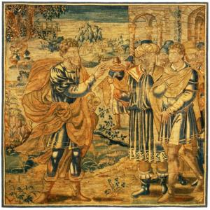 Antique Flemish Historical Tapestry - Item #  35213 - 8-6 H x 7-9 W -  Circa Late 16th Century