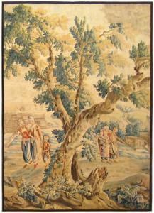 Antique French Aubusson Rustic Tapestry - Item #  35216 - 10-1 H x 7-0 W -  Circa Late 17th Century