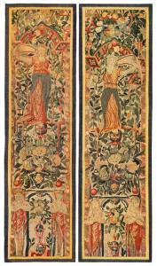 Antique Brussels Brussels Tapestry - Item #  352172,352174 - 5-9 H x 2-0 W -  Circa Late 16th Century